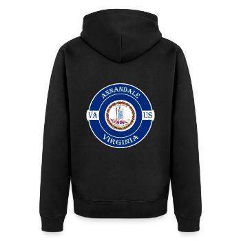 Annandale Virginia Flagge USA Reise Souvenir Abzeichen - Unisex Premium Bio Zip Hoodie - Schwarz - Hinten - Nico (187cm)