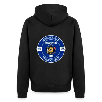 Insigne souvenir Brookfield Wisconsin Flag USA - Veste à capuche bio Premium Unisexe - noir - Dos - Nico (187cm)
