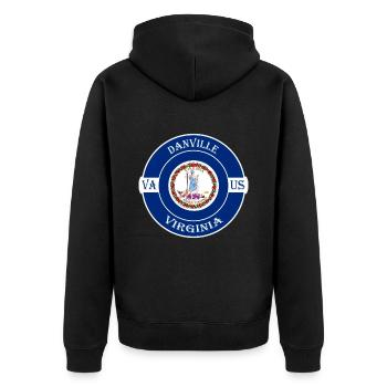Danville Virginia Flagge USA Reise Souvenir Abzeichen - Unisex Premium Bio Zip Hoodie - Schwarz - Hinten - Nico (187cm)