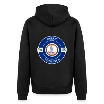 Burke Virginia Flag USA Travel Souvenir Badge - Veste à capuche bio Premium Unisexe - noir - Dos - Nico (187cm)