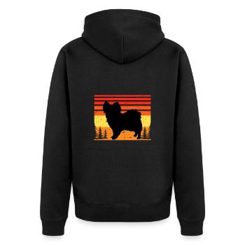 Papillon Dog Lover Silhouette Vintage Sunset - Veste à capuche bio Premium Unisexe - noir - Dos - Nico (187cm)