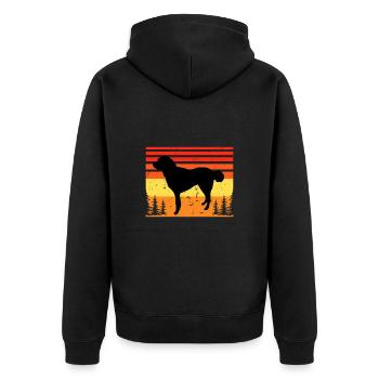 Kuchi Afghan Shepard Hund Silhouette Retro Sonnenuntergang - Unisex Premium Bio Zip Hoodie - Schwarz - Hinten - Nico (187cm)