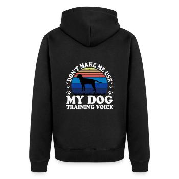 Anglo Francais de Petite Venerie Hundesilhouette - Unisex Premium Bio Zip Hoodie - Schwarz - Hinten - Nico (187cm)