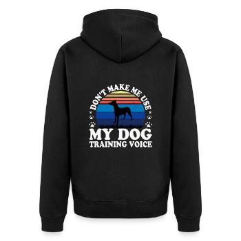 Andalou Chien Chien Amoureux Silhouette Rétro Coucher de Soleil - Veste à capuche bio Premium Unisexe - noir - Dos - Nico (187cm)