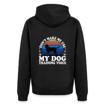Basset Griffon Vendeen Petit Hund Silhouette Retro - Unisex Premium Bio Zip Hoodie - Schwarz - Hinten - Nico (187cm)
