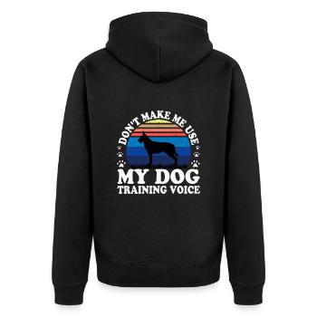 Berger Picard Hundeliebhaber Silhouette Vintage Sonnenuntergang - Unisex Premium Bio Zip Hoodie - Schwarz - Hinten - Nico (187cm)