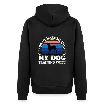 Bleu De Gascogne Petit Dog Silhouette Retro Sunset - Unisex Premium Bio Zip Hoodie - Schwarz - Hinten - Nico (187cm)