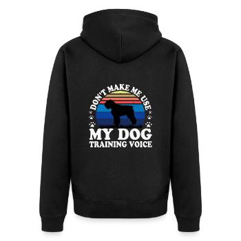 Bouvier Des Flandres Dog Silhouette Retro Coucher de Soleil - Veste à capuche bio Premium Unisexe - noir - Dos - Nico (187cm)