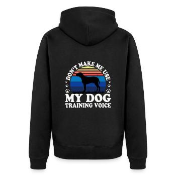 Braque du Bourbonnais Hund Silhouette Retro Sonnenuntergang - Unisex Premium Bio Zip Hoodie - Schwarz - Hinten - Nico (187cm)