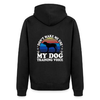 Broholmer Hundeliebhaber Silhouette Vintage Sonnenuntergang - Unisex Premium Bio Zip Hoodie - Schwarz - Hinten - Nico (187cm)
