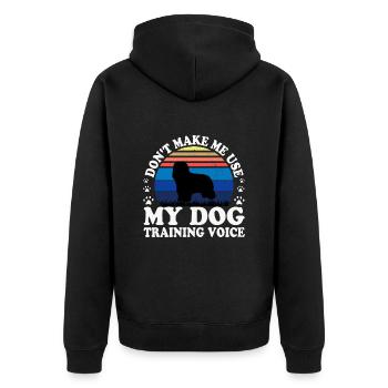 Briard Dog Lover Silhouette Vintage Sunset - Unisex Premium Organic Zip Hoodie - black - Back - Nico (187cm)