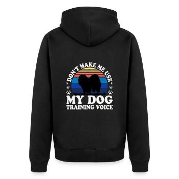 Chow Chow Dog Lover Silhouette Vintage Sunset - Unisex Premium Organic Zip Hoodie - black - Back - Nico (187cm)