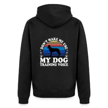 Tschechoslowakischer Wolfshund Hund Silhouette Retro Sonnenuntergang - Unisex Premium Bio Zip Hoodie - Schwarz - Hinten - Nico (187cm)