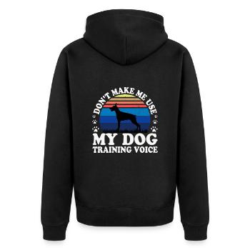Doberman Dog Lover Silhouette Vintage Sunset - Veste à capuche bio Premium Unisexe - noir - Dos - Nico (187cm)