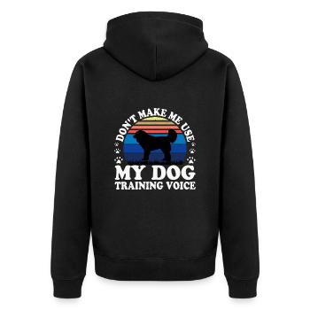 Georgischer Schäferhund Liebe Silhouette Retro Sonnenuntergang - Unisex Premium Bio Zip Hoodie - Schwarz - Hinten - Nico (187cm)