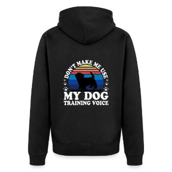 Chien Havenais Amoureux Silhouette Vintage Coucher De Soleil - Veste à capuche bio Premium Unisexe - noir - Dos - Nico (187cm)