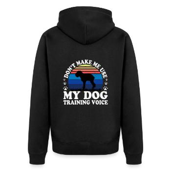 Griffon Bruxellois Dog Silhouette Retro Sunset - Unisex Premium Organic Zip Hoodie - black - Back - Nico (187cm)