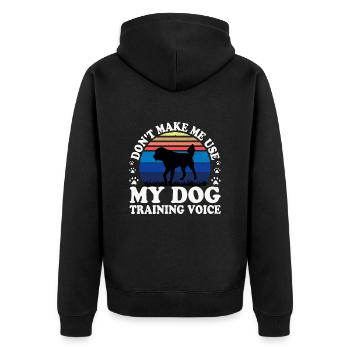 Chien de berger de l’Himalaya Silhouette Rétro Coucher de soleil - Veste à capuche bio Premium Unisexe - noir - Dos - Nico (187cm)