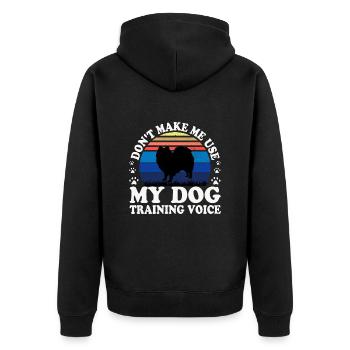 Indischer Spitz Hund Liebhaber Silhouette Vintage Sonnenuntergang - Unisex Premium Bio Zip Hoodie - Schwarz - Hinten - Nico (187cm)