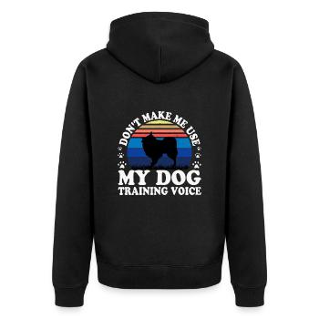 Volpino Italiano Hundeliebhaber Silhouette Retro Sonnenuntergang - Unisex Premium Bio Zip Hoodie - Schwarz - Hinten - Nico (187cm)
