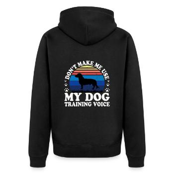 Westfälische Dachsbracke Hundesilhouette Retro Sonne - Unisex Premium Bio Zip Hoodie - Schwarz - Hinten - Nico (187cm)