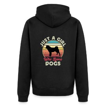 American Akita Dog Lover Silhouette Vintage Sunset - Veste à capuche bio Premium Unisexe - noir - Dos - Nico (187cm)