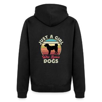 Appenzeller Sennenhund Hundesilhouette Retro Sonnenuntergang - Unisex Premium Bio Zip Hoodie - Schwarz - Hinten - Nico (187cm)
