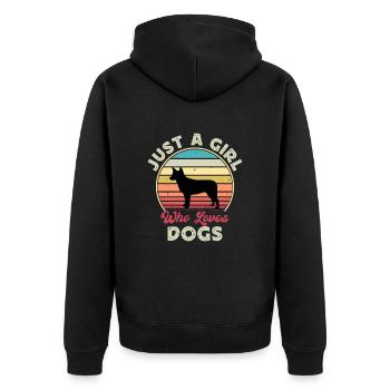 Australian Stumpy Tail Cattle Dog Silhouette - Unisex Premium Bio Zip Hoodie - Schwarz - Hinten - Nico (187cm)
