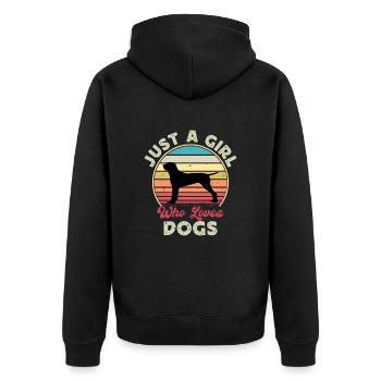 Ariege Pointer Dog Lover Silhouette Vintage Sunset - Unisex Premium Organic Zip Hoodie - black - Back - Nico (187cm)