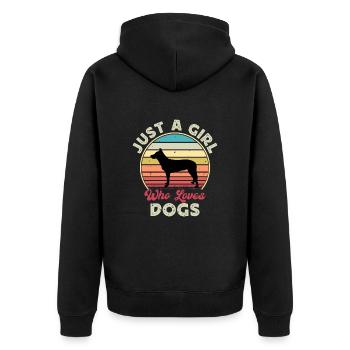 Berger Belge Tervuren Chien Silhouette Rétro - Veste à capuche bio Premium Unisexe - noir - Dos - Nico (187cm)