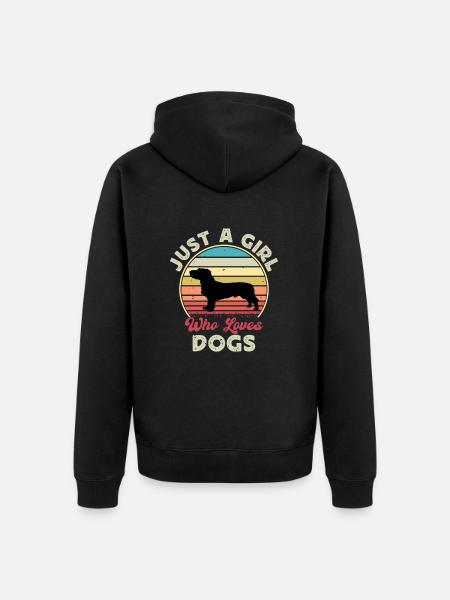 Basset Fauve De Bretagne Dog Silhouette Retro Sun - Uniseks Premium bio ziphoodie - zwart