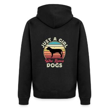 Broholmer Hundeliebhaber Silhouette Vintage Sonnenuntergang - Unisex Premium Bio Zip Hoodie - Schwarz - Hinten - Nico (187cm)