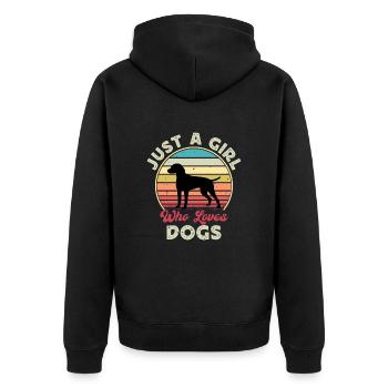 Braque D Auvergne Dog Love Silhouette Retro Sunset - Unisex Premium Organic Zip Hoodie - black - Back - Nico (187cm)