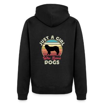 Caucasian Shepherd Dog Silhouette Retro Sunset - Unisex Premium Organic Zip Hoodie - black - Back - Nico (187cm)