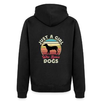 Chien Francais Blanc Et Noir Dog Silhouette Retro - Unisex Premium Organic Zip Hoodie - black - Back - Nico (187cm)