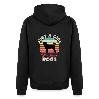 Chien de ferme suédois danois Silhouette Retro Coucher de soleil - Veste à capuche bio Premium Unisexe - noir - Dos - Nico (187cm)