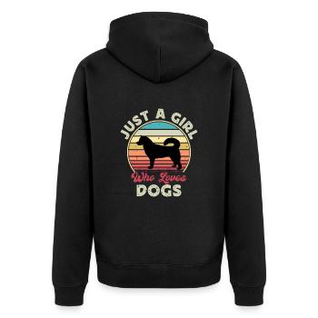Ostsibirische Laika Hund Silhouette Retro Sonnenuntergang - Unisex Premium Bio Zip Hoodie - Schwarz - Hinten - Nico (187cm)