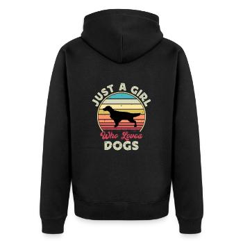 English Setter Dog Lover Silhouette Vintage Sunset - Unisex Premium Organic Zip Hoodie - black - Back - Nico (187cm)