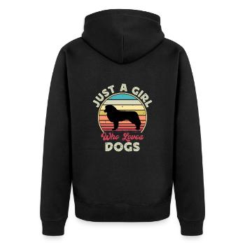English Shepherd Dog Lover Silhouette Retro Sunset - Unisex Premium Organic Zip Hoodie - black - Back - Nico (187cm)