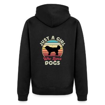 Georgischer Schäferhund Liebe Silhouette Retro Sonnenuntergang - Unisex Premium Bio Zip Hoodie - Schwarz - Hinten - Nico (187cm)