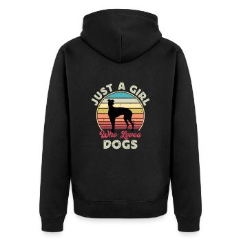 Galgo Espanol Dog Lover Silhouette Vintage Sunset - Unisex Premium Organic Zip Hoodie - black - Back - Nico (187cm)