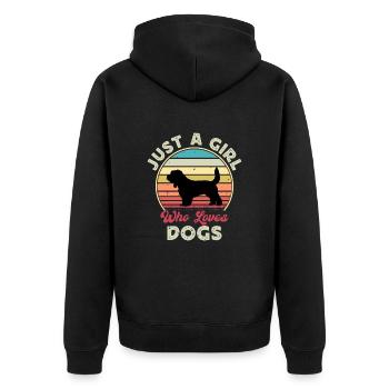 Grand Griffon Vendeen Hund Silhouette Retro Sunset - Unisex Premium Bio Zip Hoodie - Schwarz - Hinten - Nico (187cm)