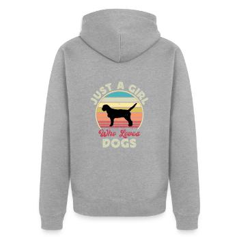 Griffon Fauve De Bretagne Dog Silhouette Retro - Unisex Premium Organic Zip Hoodie - heather grey - Back - Nico (187cm)