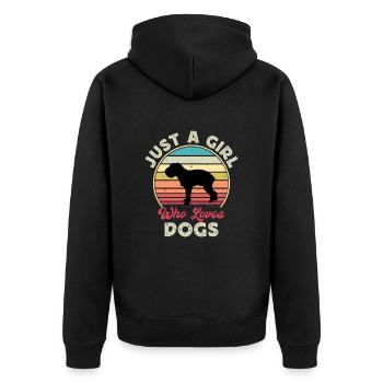 Griffon Bruxellois Dog Silhouette Retro Sunset - Unisex Premium Organic Zip Hoodie - black - Back - Nico (187cm)