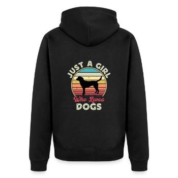 Harrier Dog Lover Silhouette Vintage Sunset - Unisex Premium Organic Zip Hoodie - black - Back - Nico (187cm)