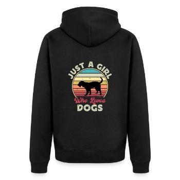 Griffon Nivernais Chien Amour Silhouette Rétro Coucher de soleil - Veste à capuche bio Premium Unisexe - noir - Dos - Nico (187cm)