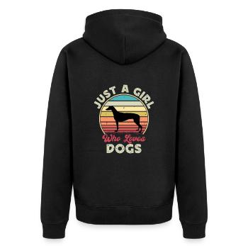 Grey Hound Hund Lover Silhouette Vintage Sunset - Unisex Premium Bio Zip Hoodie - Schwarz - Hinten - Nico (187cm)
