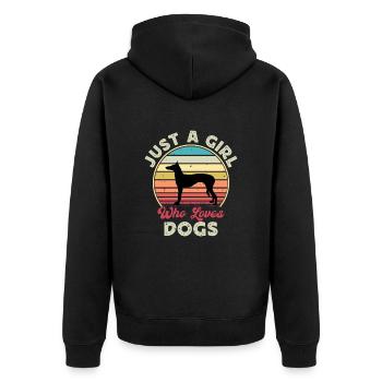 Ibizan Hound Dog Lover Silhouette Vintage Sunset - Unisex Premium Organic Zip Hoodie - black - Back - Nico (187cm)