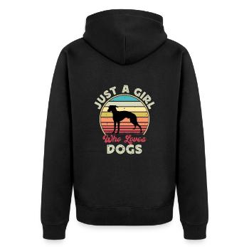 Italian Greyhound Dog Love Silhouette Retro Sunset - Unisex Premium Organic Zip Hoodie - black - Back - Nico (187cm)