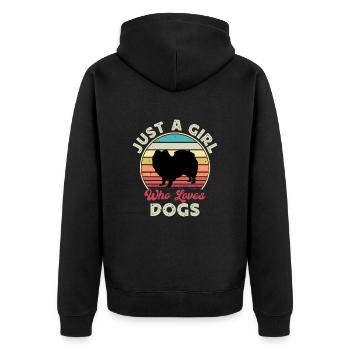 Indischer Spitz Hundeliebhaber Silhouette Vintage Sonnenuntergang - Unisex Premium Bio Zip Hoodie - Schwarz - Hinten - Nico (187cm)